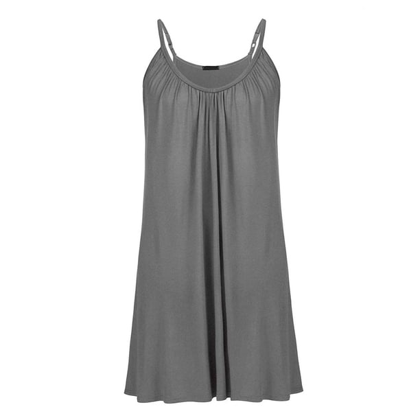 Womens Plus Size Nightgown Sleeveless Sleepwear Modal Cotton Sleepshirts Slip Night Dress L-5XL